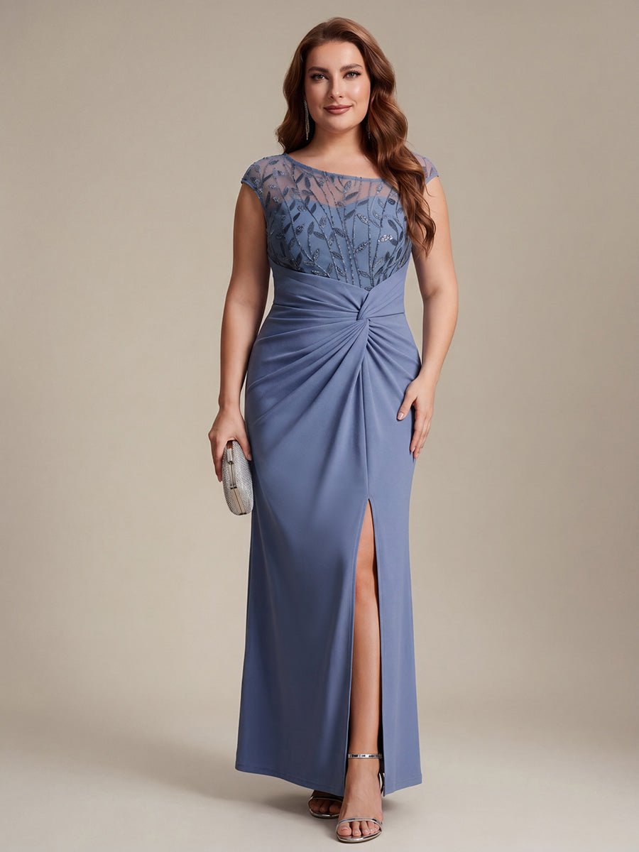 Knotted Crepe Cap Sleeve Wedding Guest Dress
