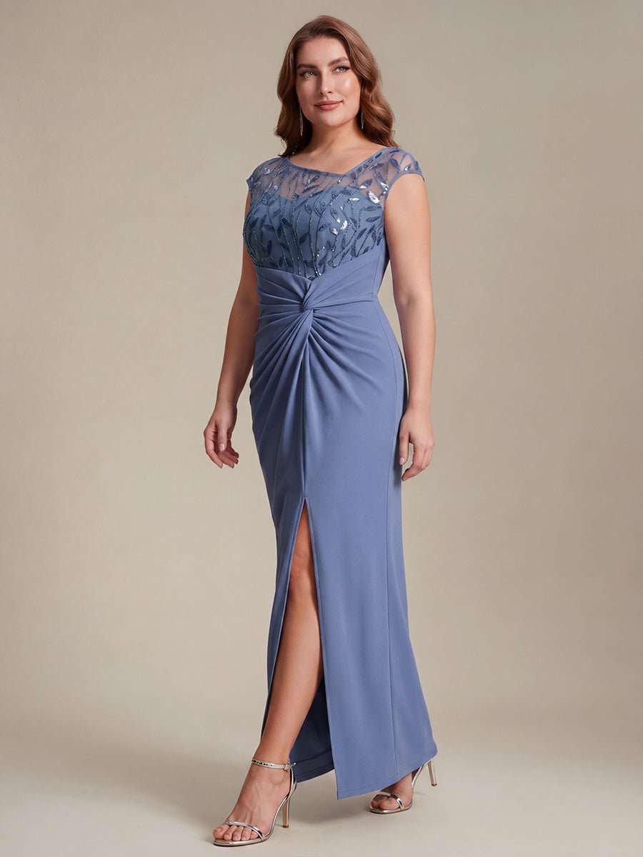 Knotted Crepe Cap Sleeve Wedding Guest Dress
