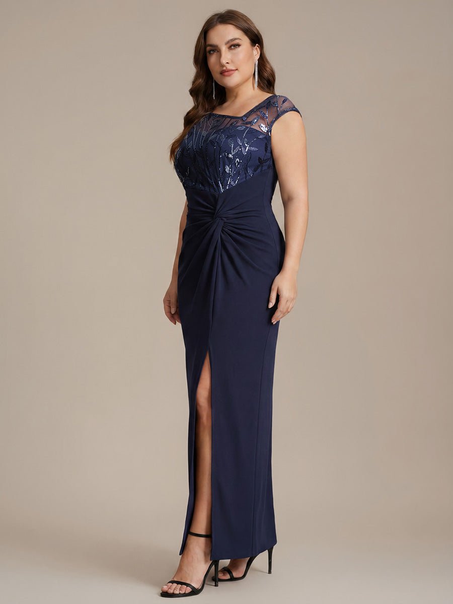 Knotted Crepe Cap Sleeve Wedding Guest Dress