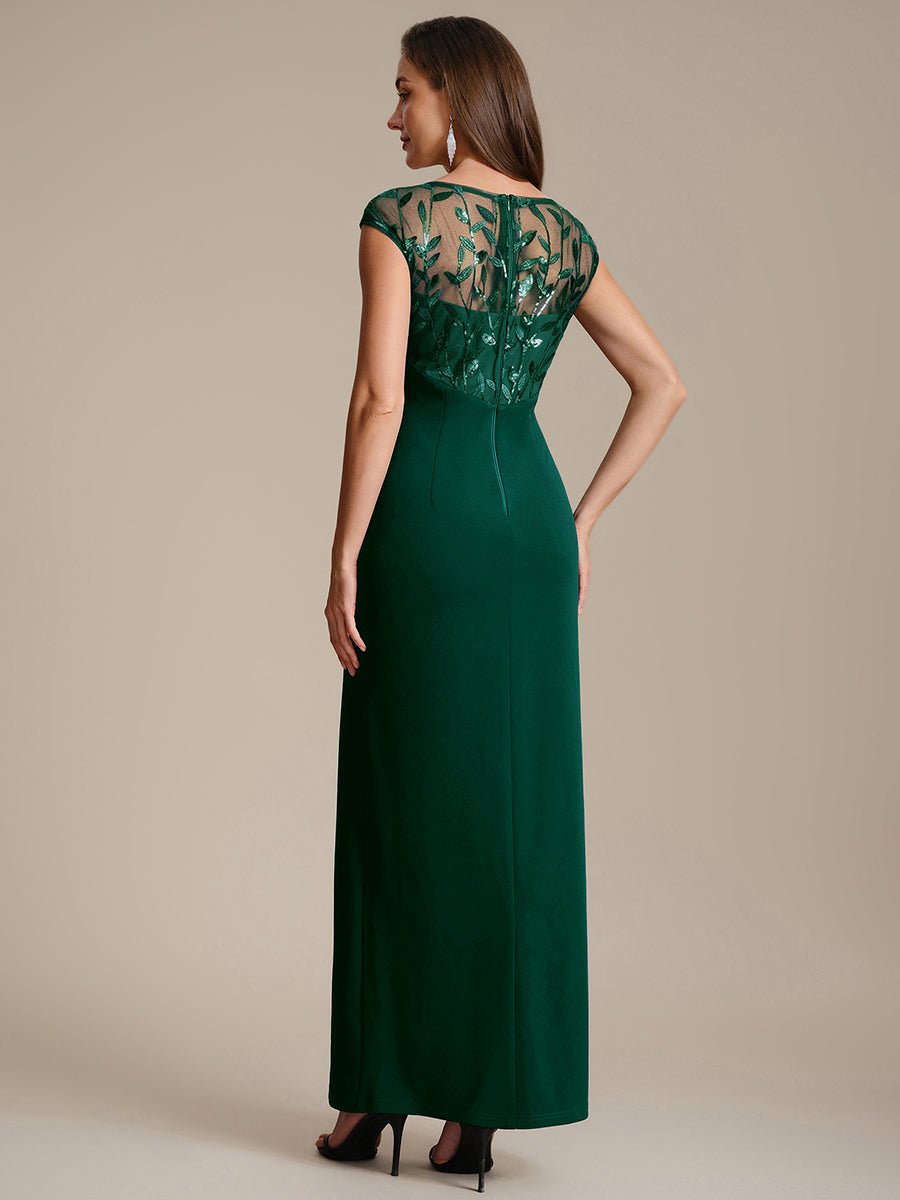 Knotted Crepe Cap Sleeve Wedding Guest Dress