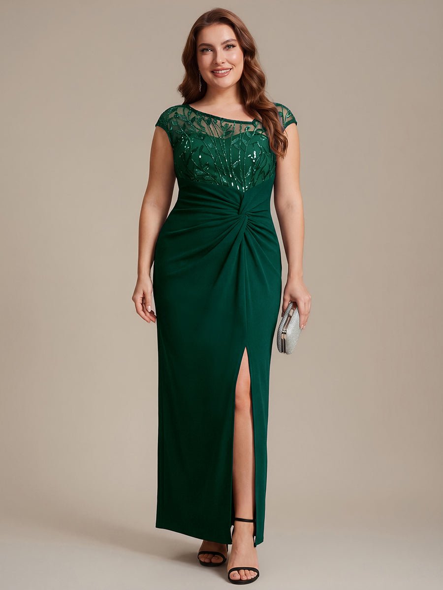 Knotted Crepe Cap Sleeve Wedding Guest Dress
