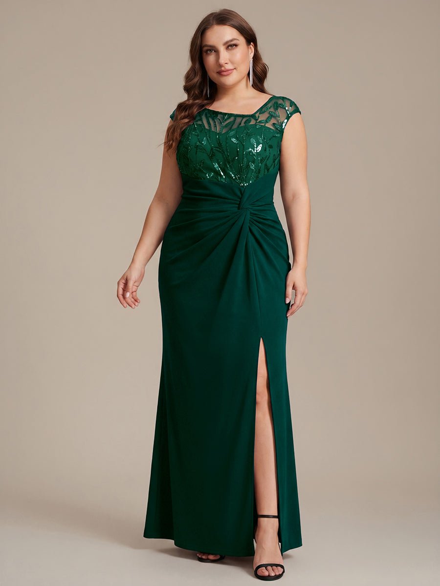 Knotted Crepe Cap Sleeve Wedding Guest Dress