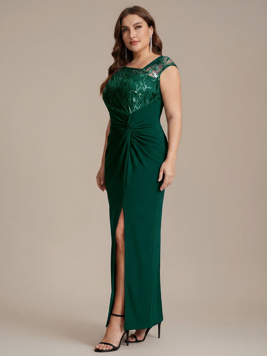 Knotted Crepe Cap Sleeve Wedding Guest Dress