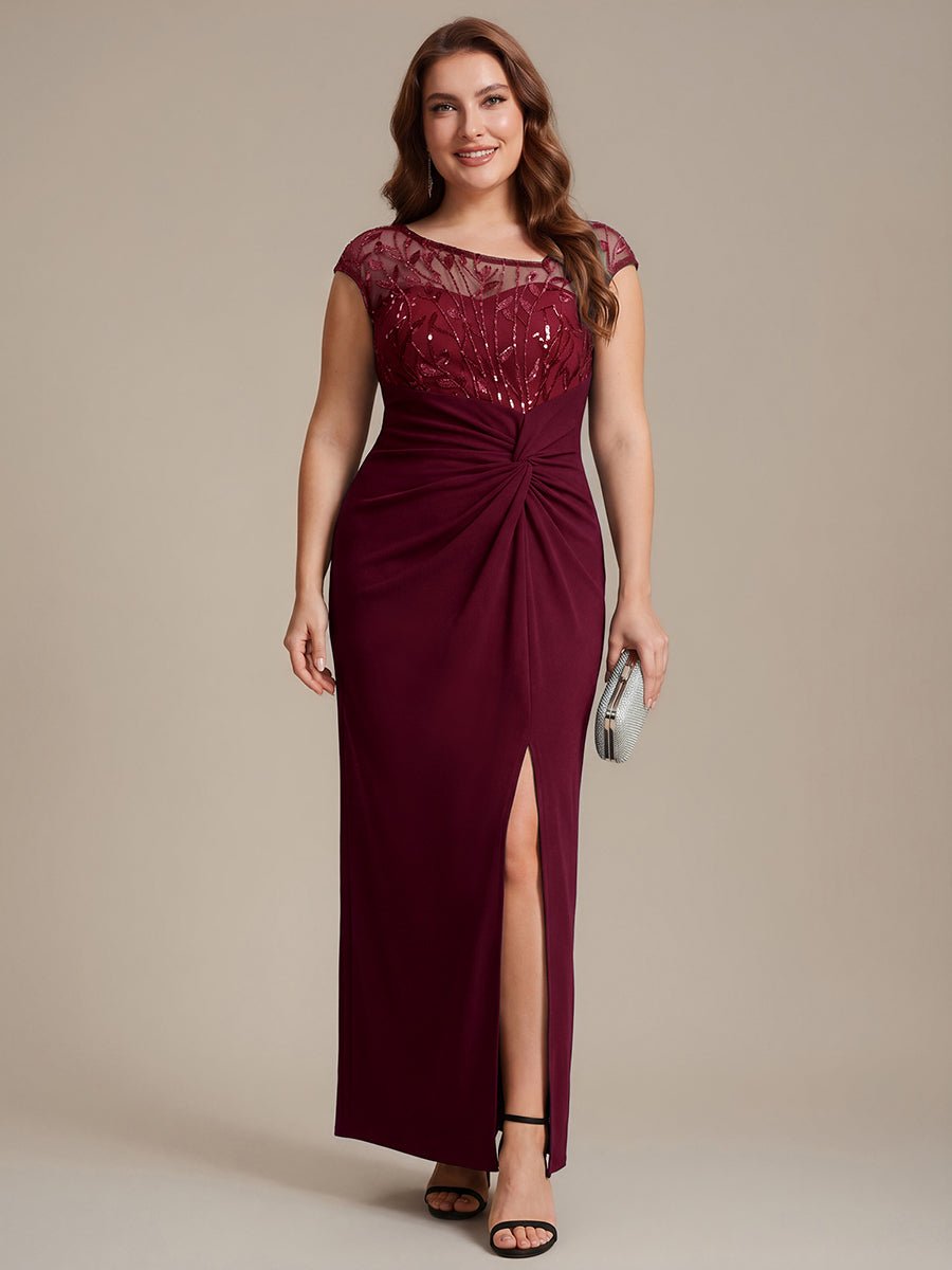 Knotted Crepe Cap Sleeve Wedding Guest Dress