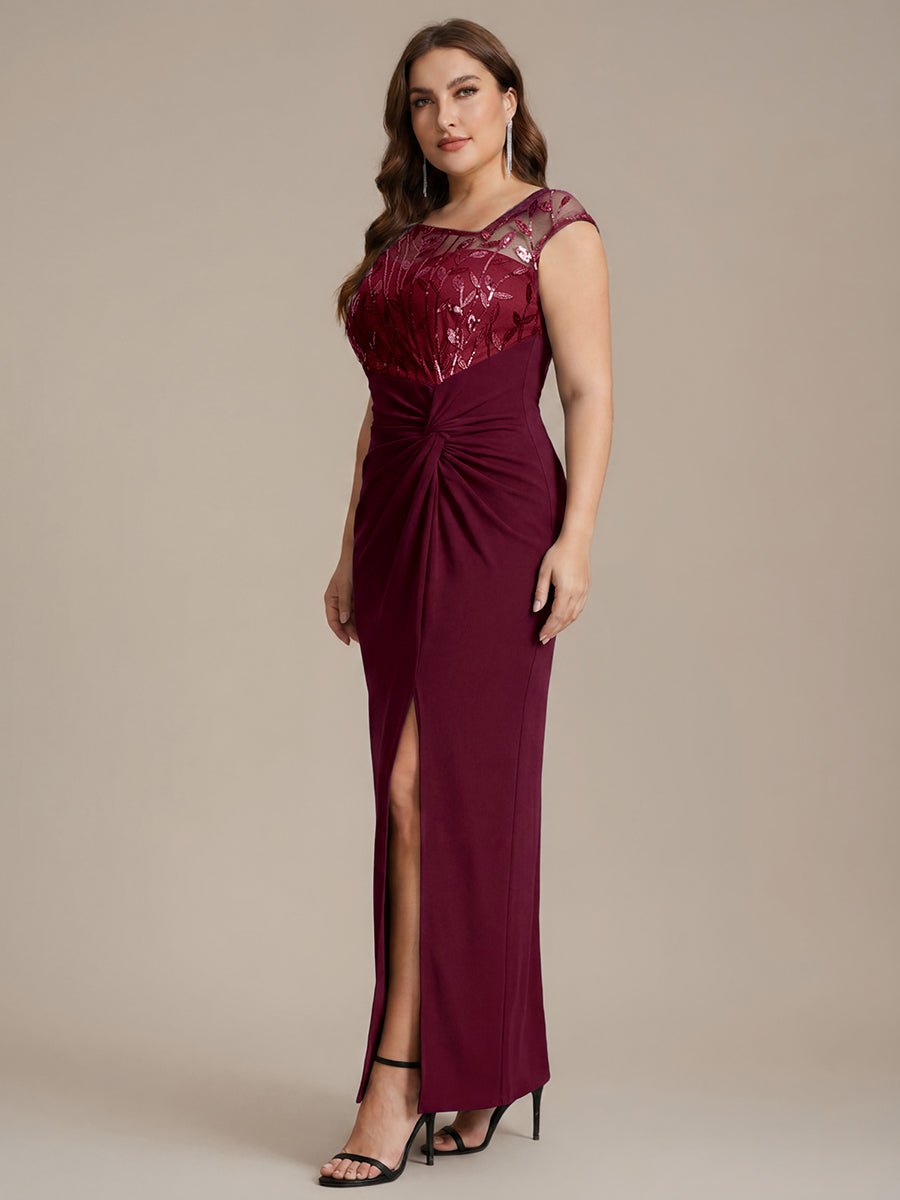 Knotted Crepe Cap Sleeve Wedding Guest Dress