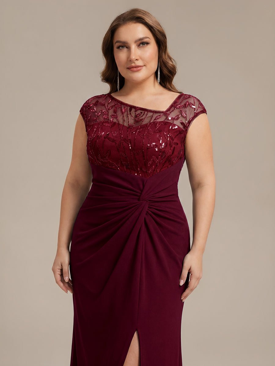 Knotted Crepe Cap Sleeve Wedding Guest Dress