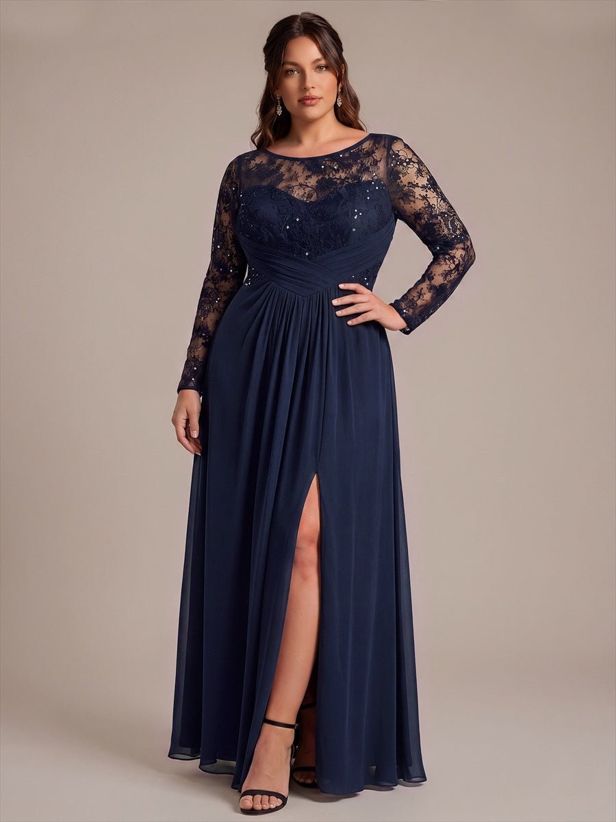 Plus Size See-through Chiffon Evening Dress