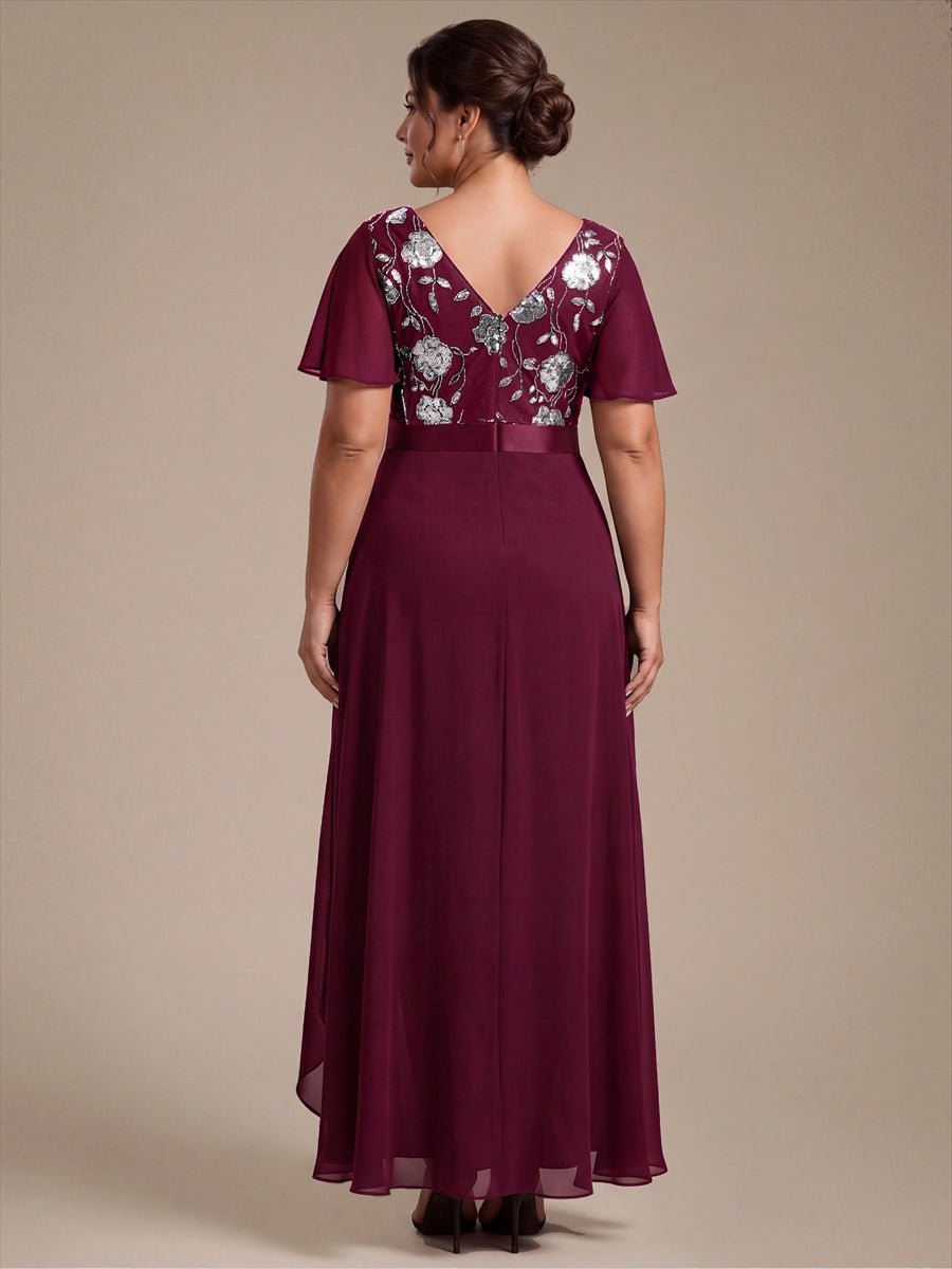Plus Size Sequin Chiffon Mother of the Bride Dress