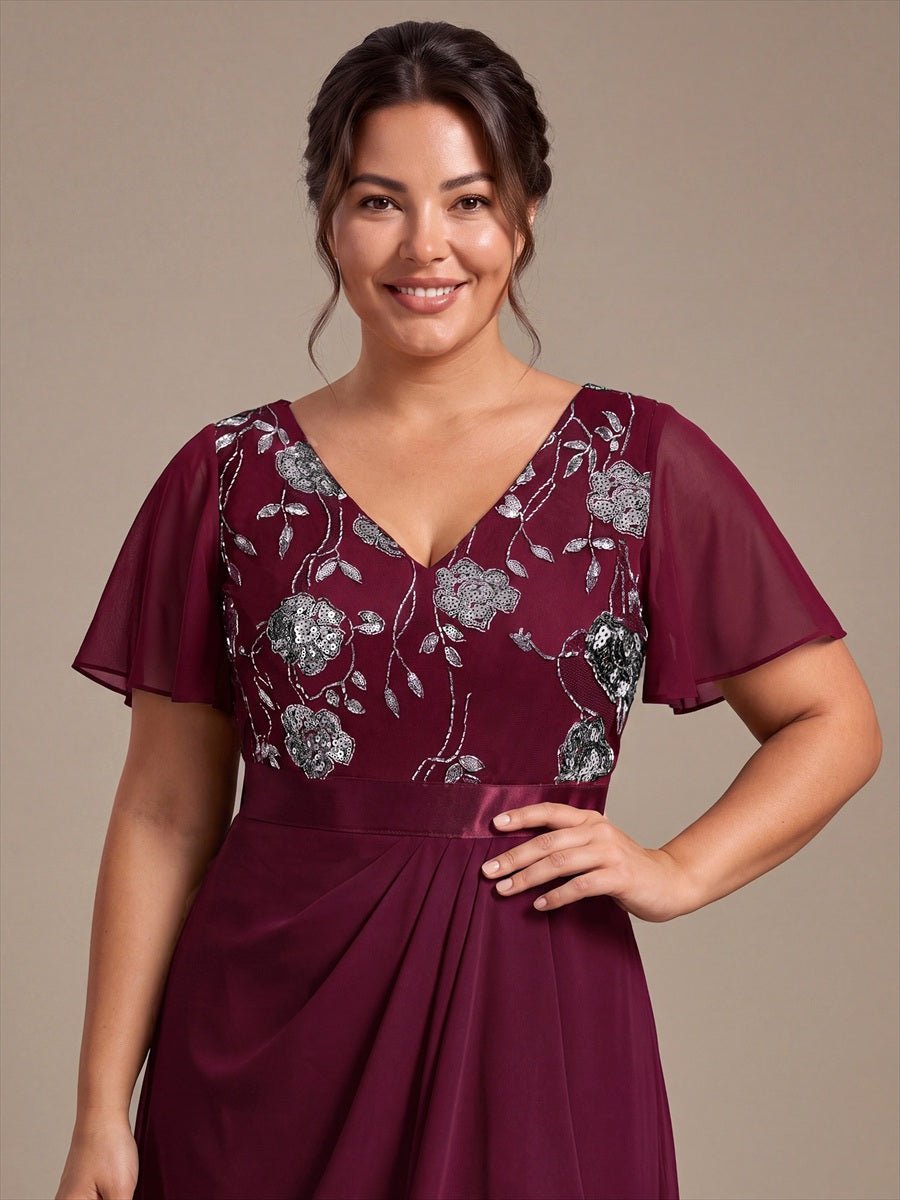 Plus Size Sequin Chiffon Mother of the Bride Dress