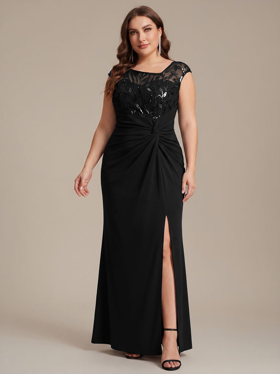 Knotted Crepe Cap Sleeve Wedding Guest Dress