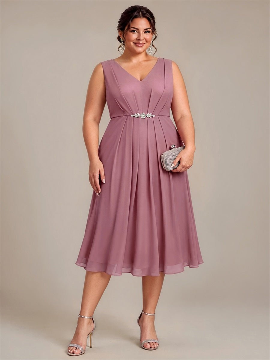 Plus Size Chiffon Sleeveless Wedding Guest Dress